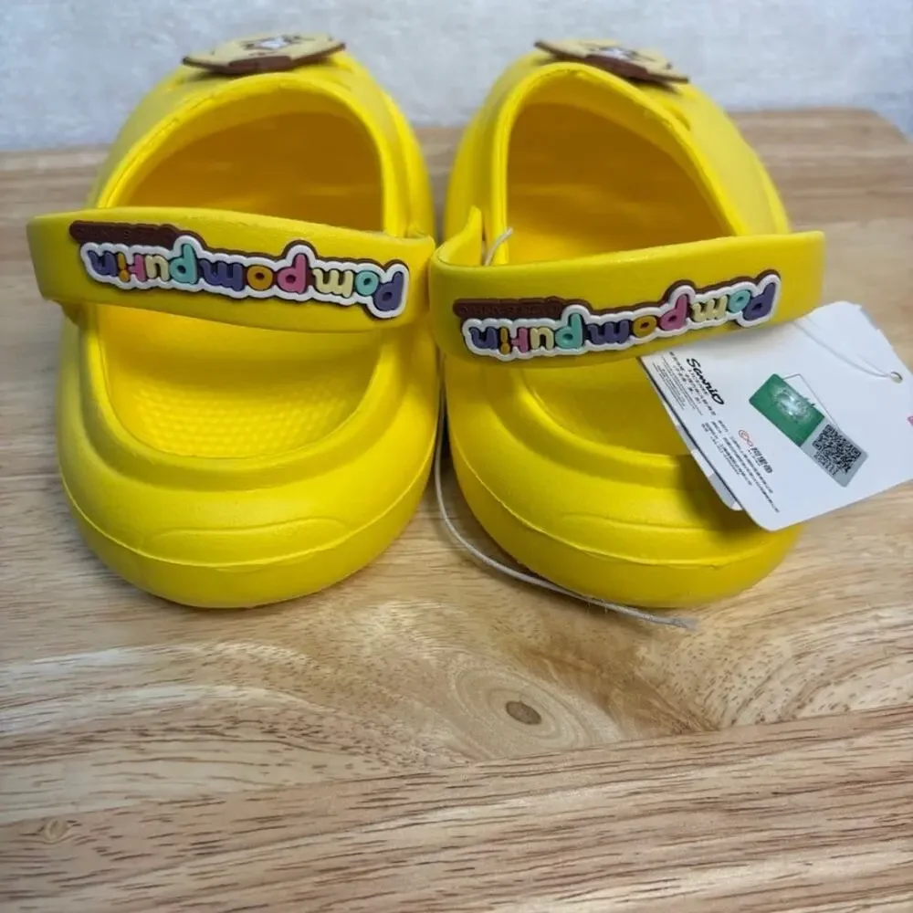 Sanrio Pompompurin Clogs Yellow Slip On Rubber Sandals NEW Kids Size US 1 EU 32